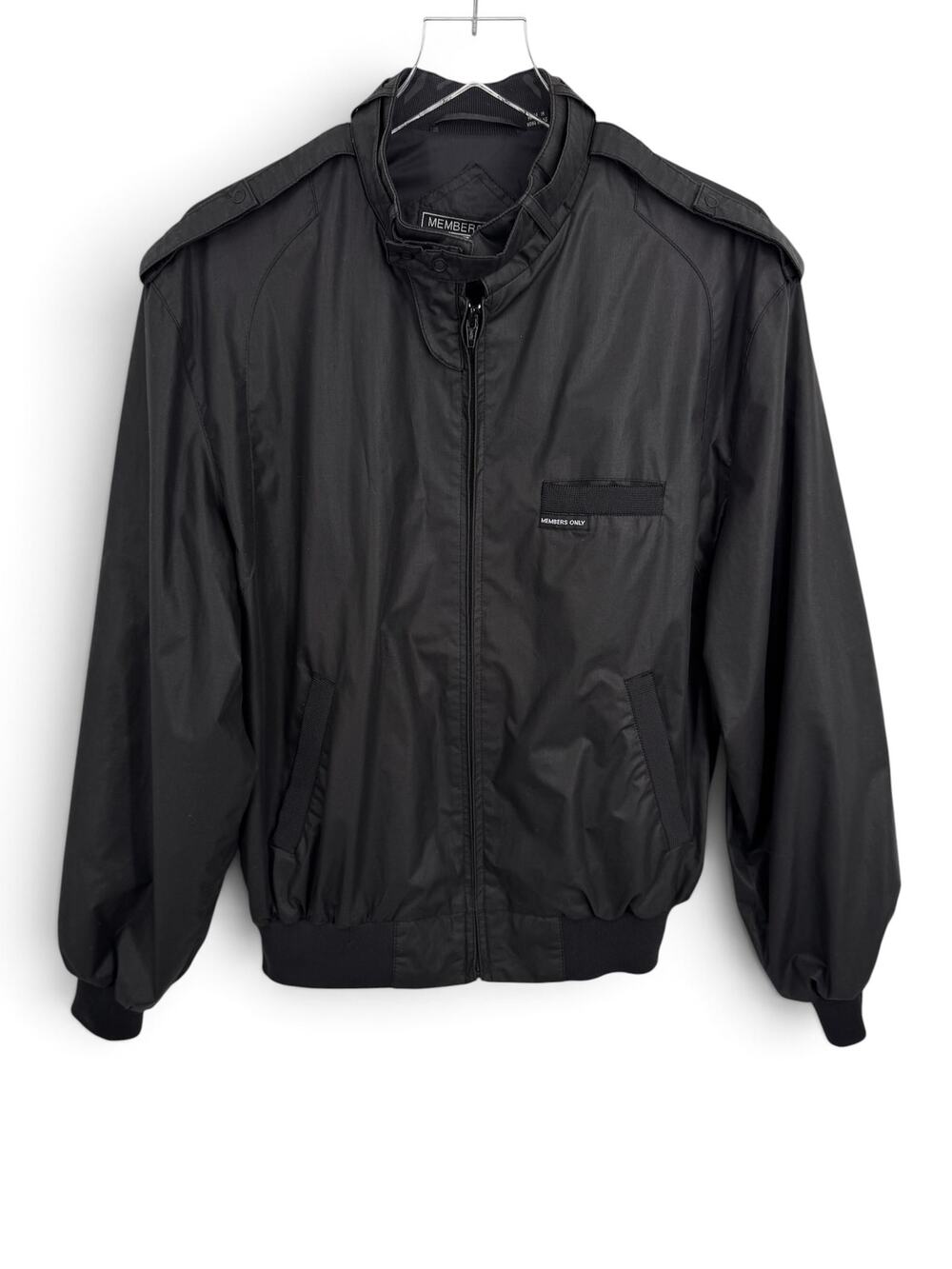 Vintage Members Only jacket men's 42 bomber racer snap collar lightweight black